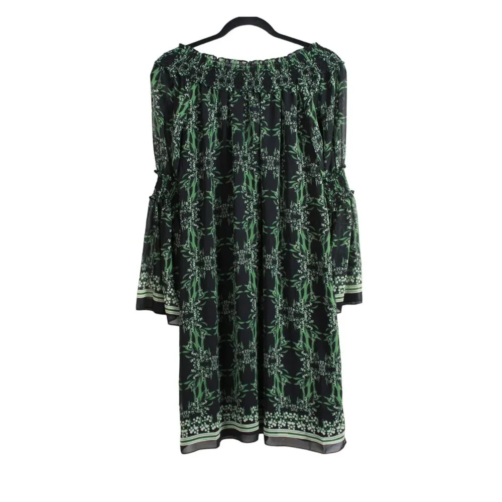 Max Studio Black Green Floral Patterned Mini Dress - Picture 3 of 15